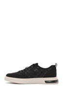Erkek Siyah Bağcıklı Desenli Kumaş Sneaker | Derimod