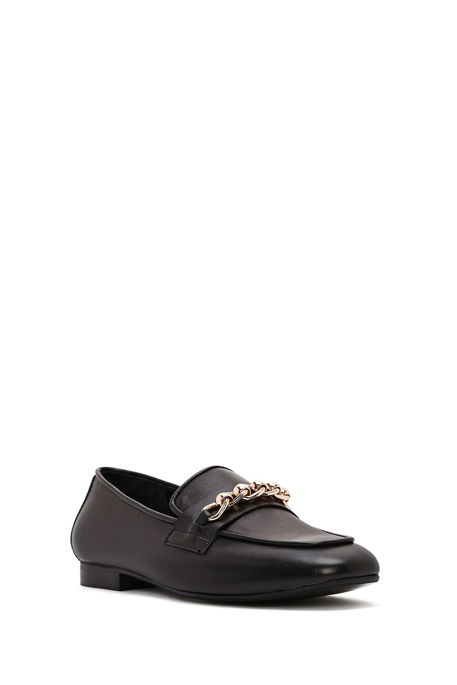 Women's Black Buckle Leather Loafer