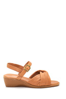 Women's Tan Leather Comfort Sandals | Derimod