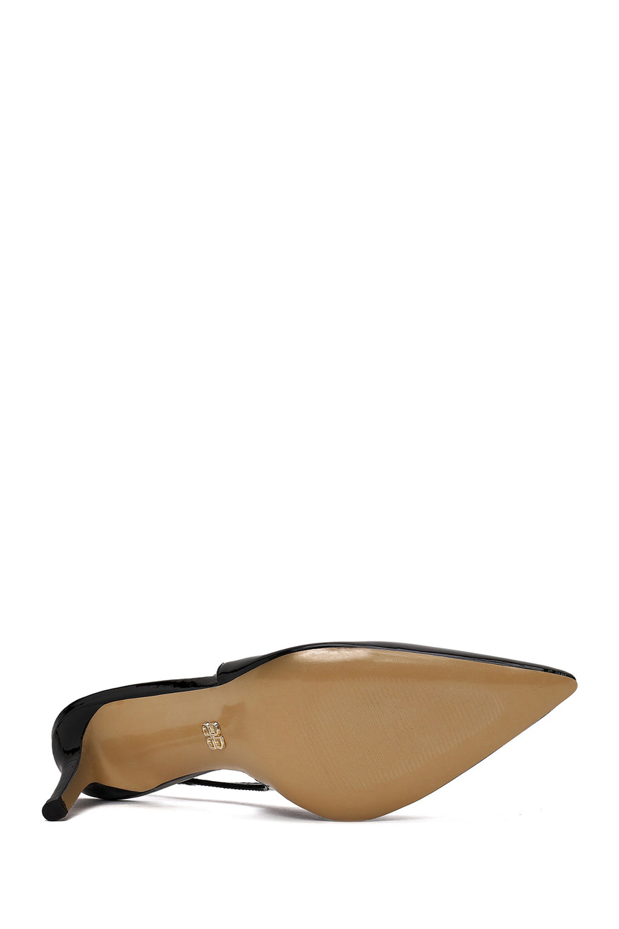 Woman Black Backless Thin Heeled Patent Leather Leather Shoes