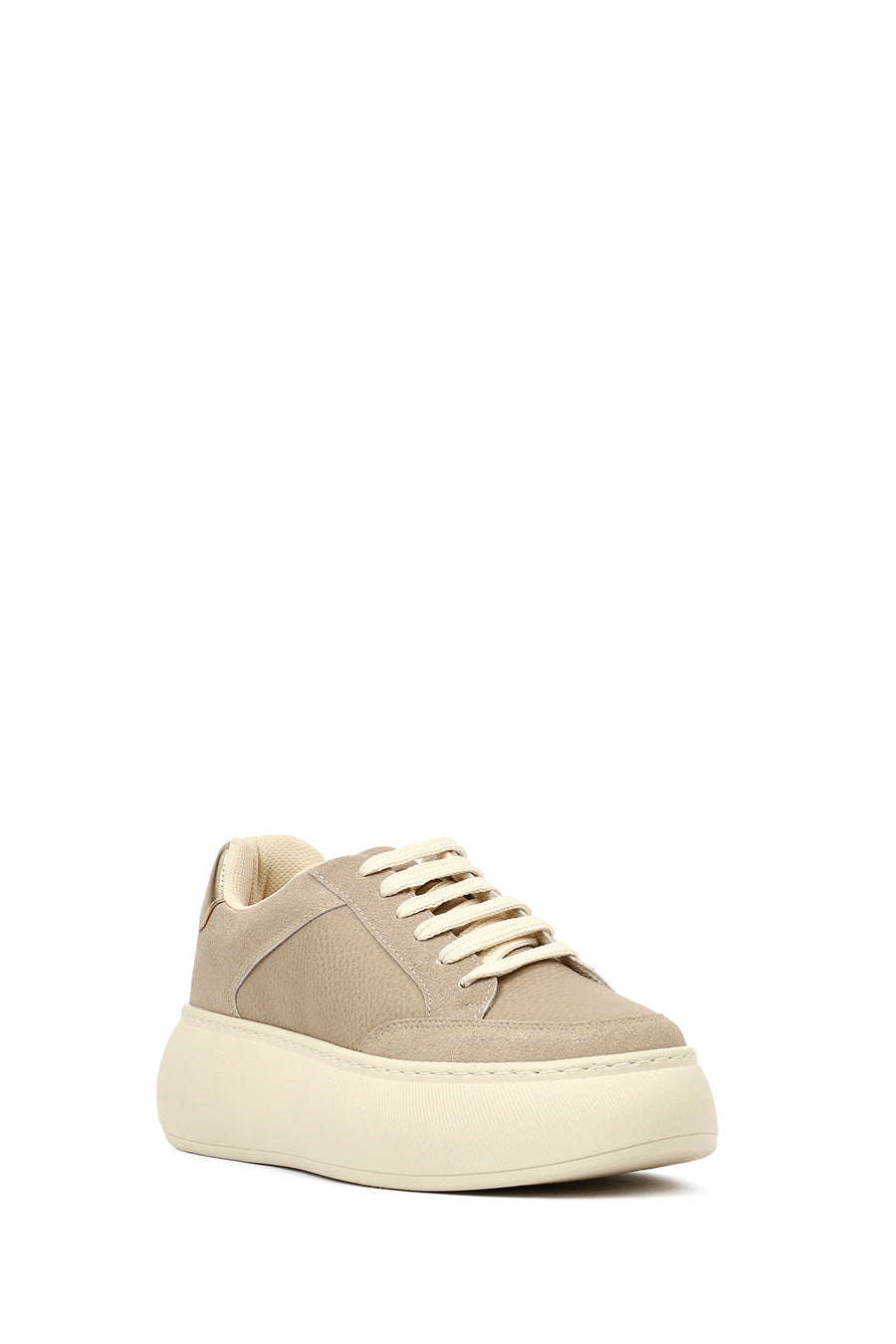 Women's Taupe Lace-Up Thick-Soled Sneaker