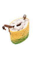 Women's Yellow Green Long Strap Straw Crossbody Bag | Derimod
