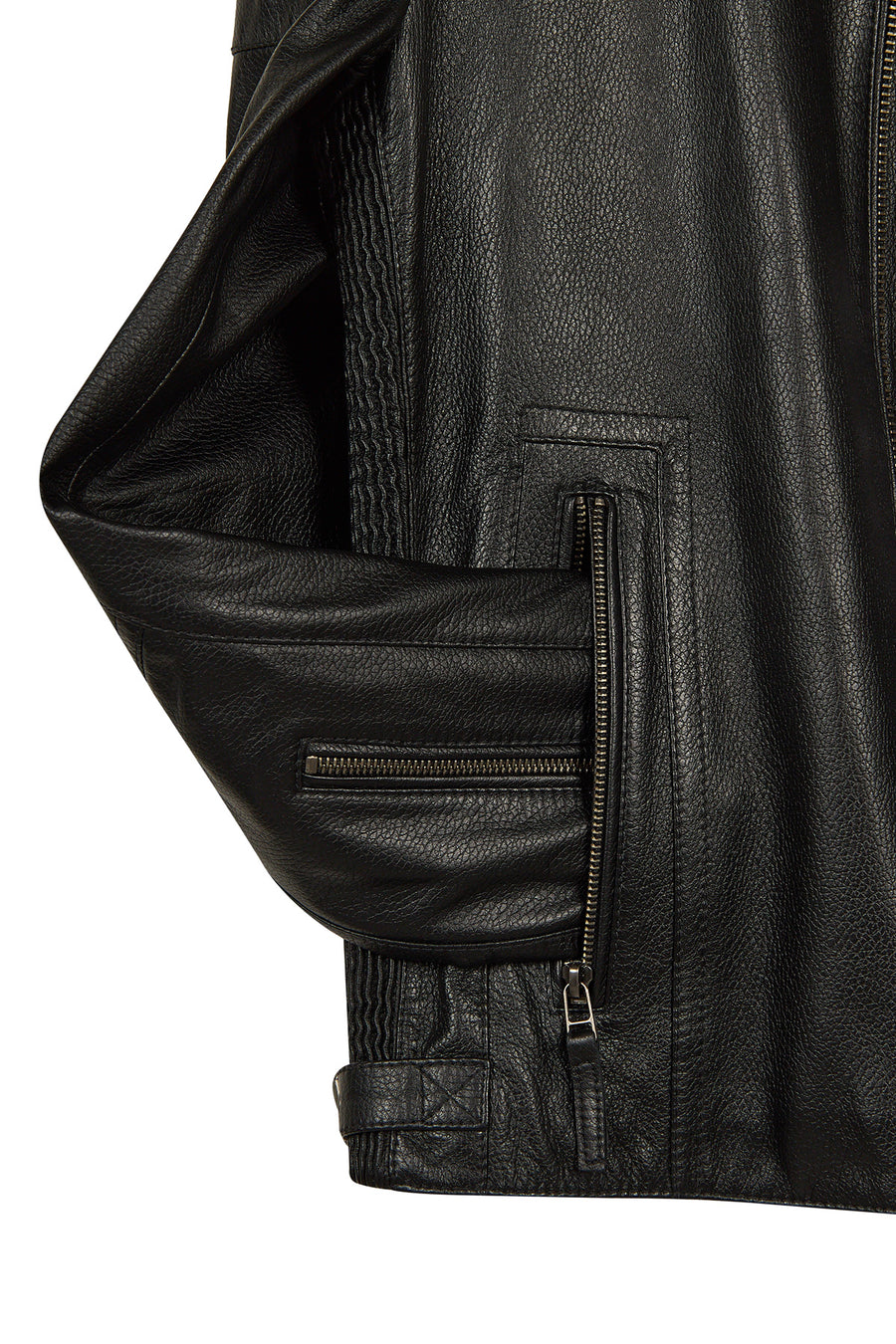 Lavine Erkek Siyah Slim-Fit Deri Ceket