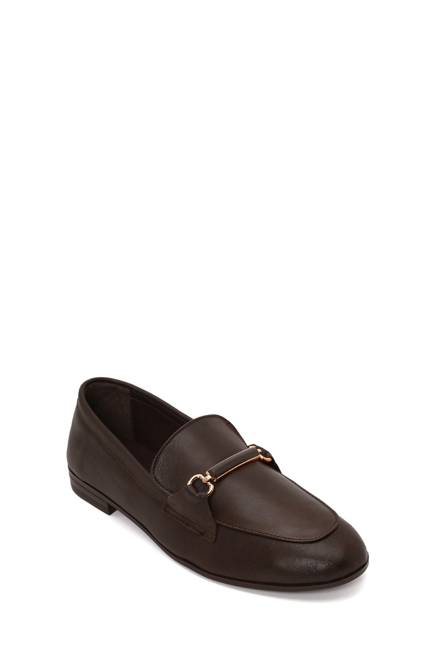 Kadın Kahverengi Toka Detaylı Deri Maskülen Loafer