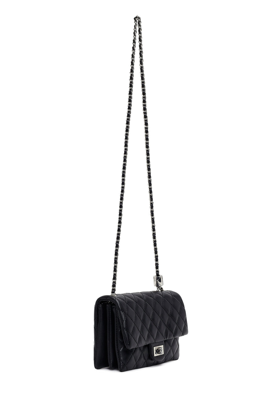 Woman Black Chain Strap Quilted Shoulder Bag
