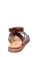 Women's Casual Leather Sandals with Flip Flop Detail | Derimod
