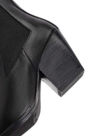 Women's Black Thick Heeled Leather Chelsea Boot | Derimod