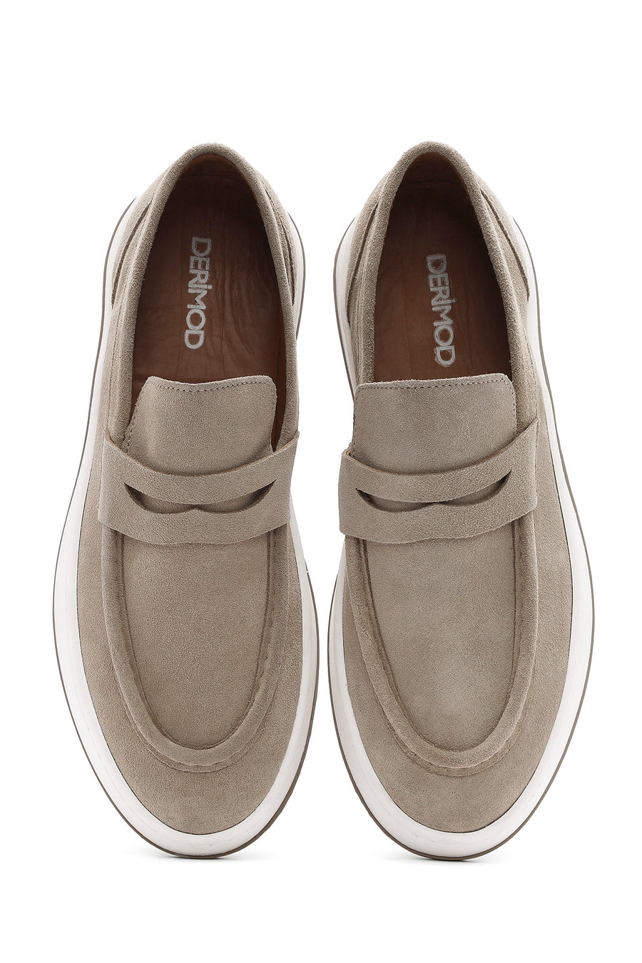 Men's Beige Moccasin Suede Leather Loafer