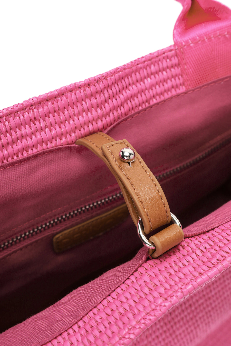 Women's Pink Straw Shoulder Bag
