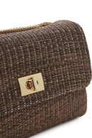 Women's Brown Long Chain Strap Straw Shoulder Bag | Derimod