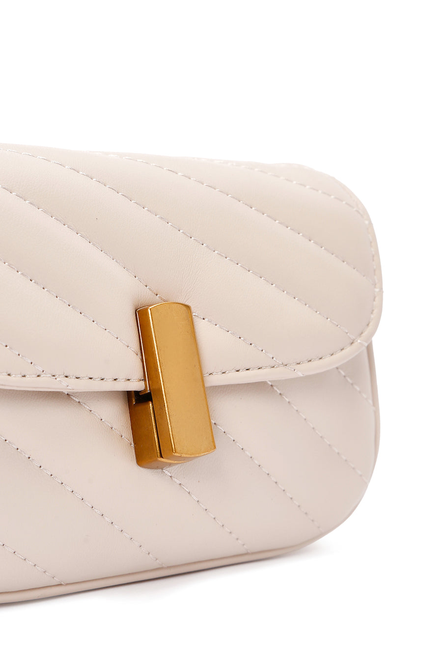 Women's Cream Long Strap Quilted Crossbody Bag