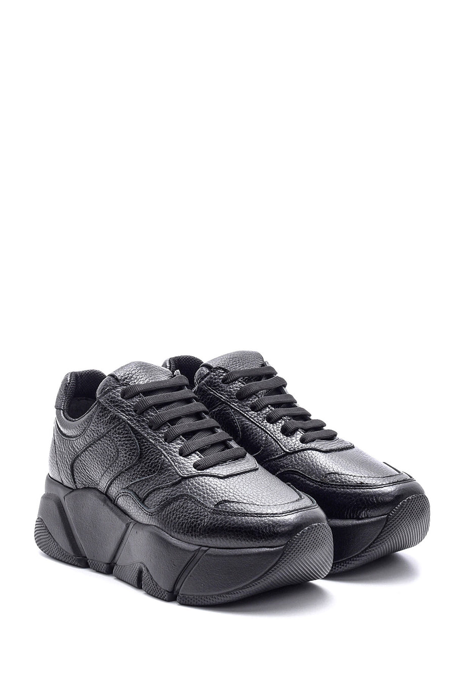 Women's High-Sole Leather Sneaker