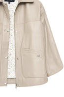 Karen Women's Beige Oversize Leather Jacket | Derimod