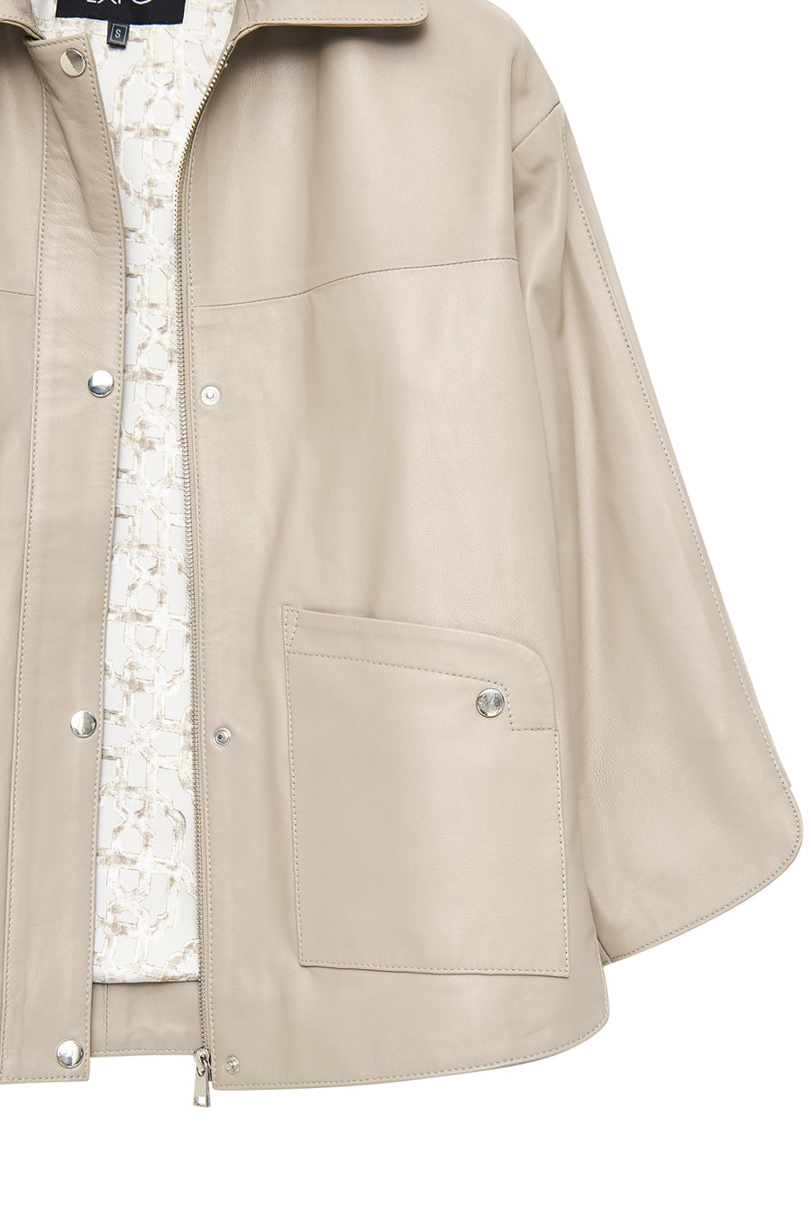 Karen Women's Beige Oversize Leather Jacket
