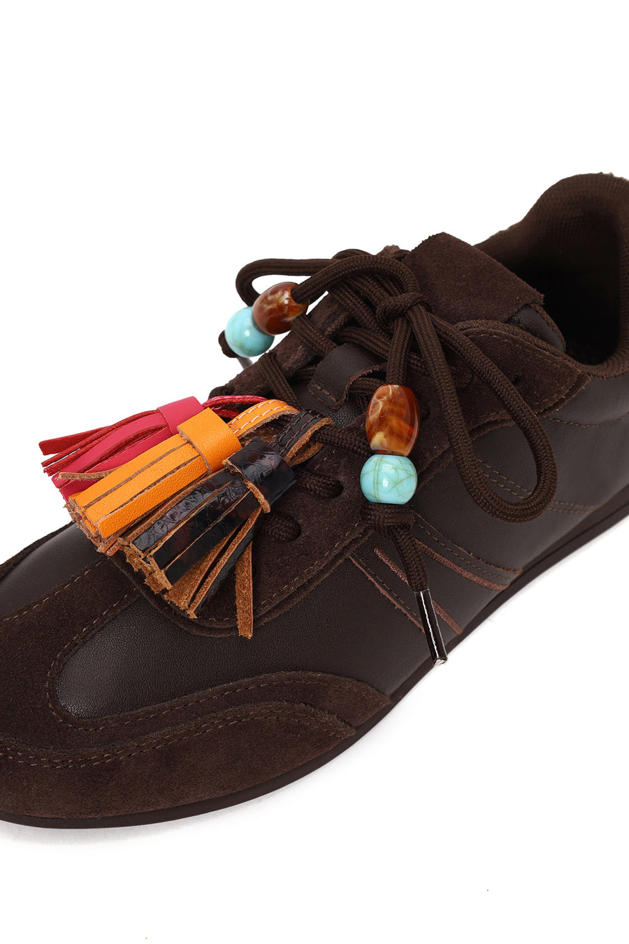 Kadın Kahverengi Bağcıklı Charmlı Leopar Deri Sneaker