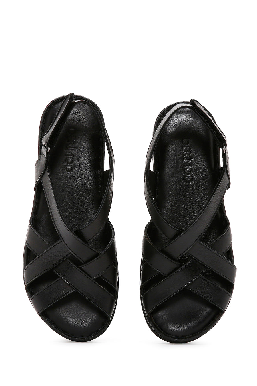Kadın Siyah Deri Comfort Sandalet