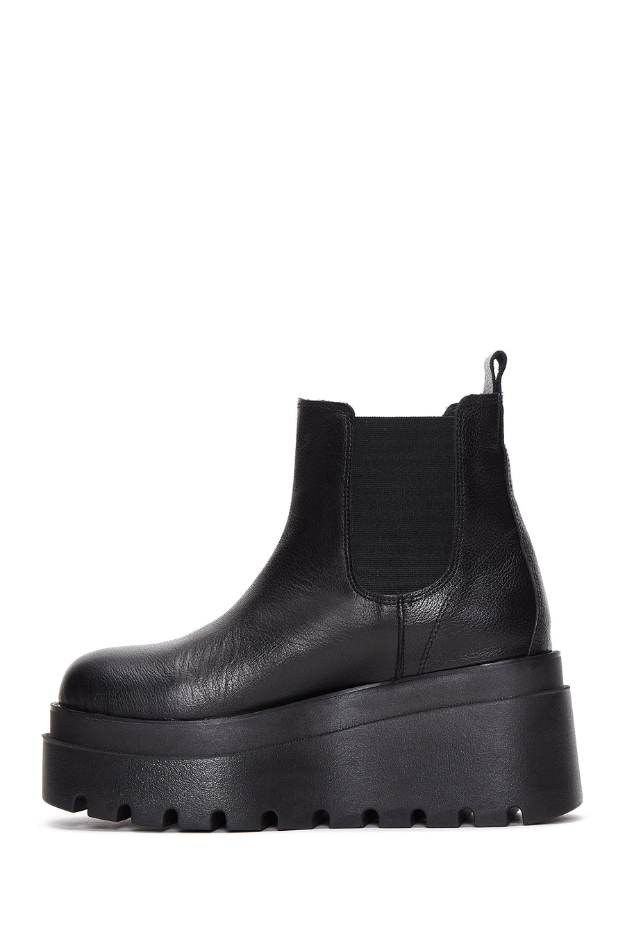 Women's Black Leather Thick Soled Chelsea Boots