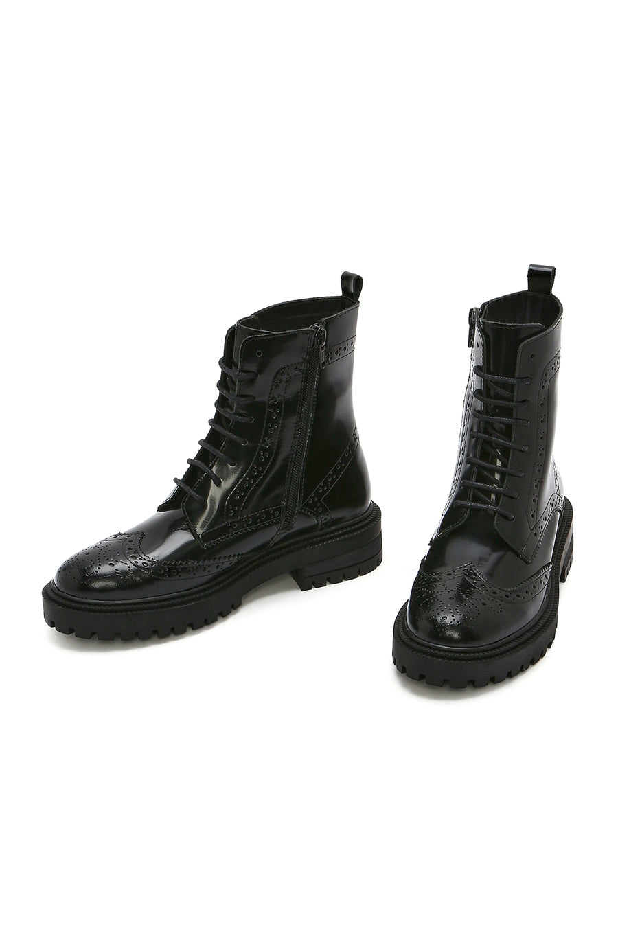 Women's Black Zippered Leather Boots