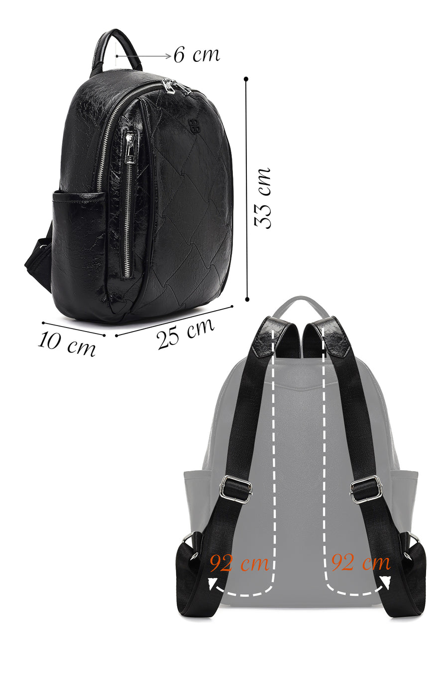 Women's Black Printed Backpack