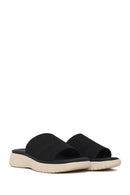 Woman Black Chunky-Soled Patterned Comfort Slippers | Derimod