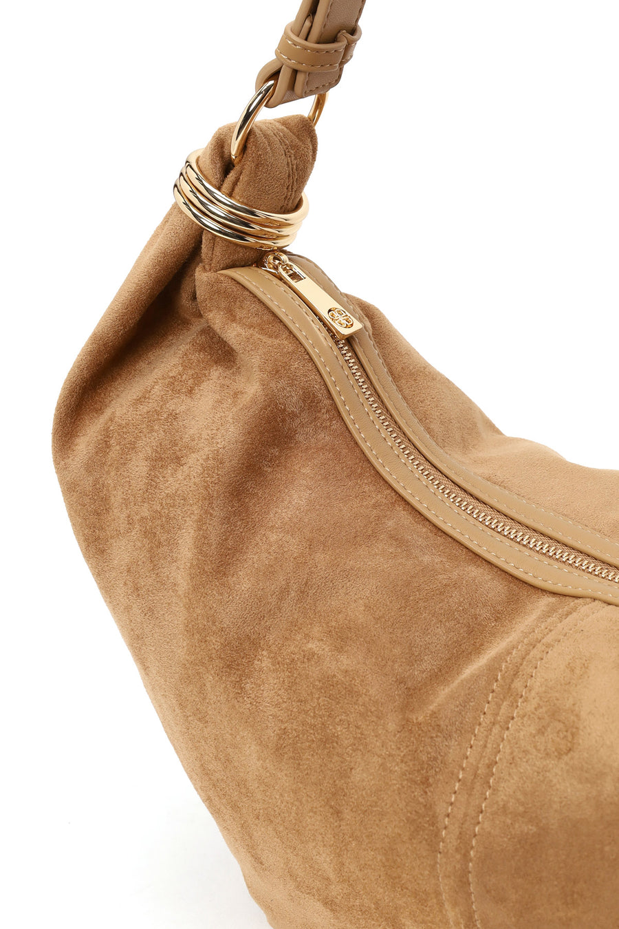 Woman Beige Suede Shoulder Bag