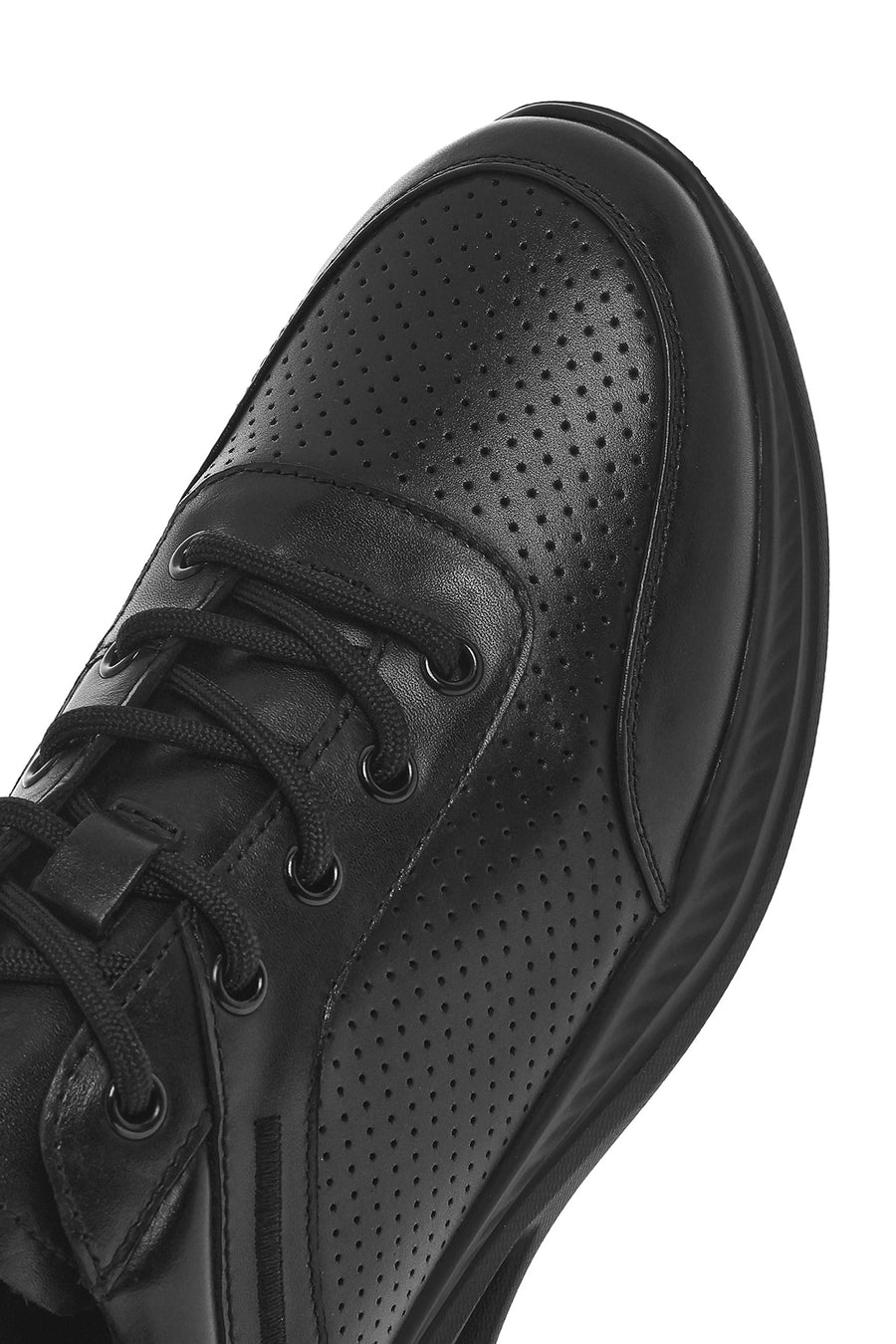 Men's Black Lace-up Leather Sneaker