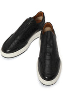 Erkek Siyah Desenli Deri Sneaker | Derimod