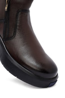 Male Brown Zip Closure Thick-Soled Leather Boots | Derimod