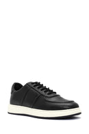 Erkek Siyah Bağcıklı Deri Sneaker | Derimod