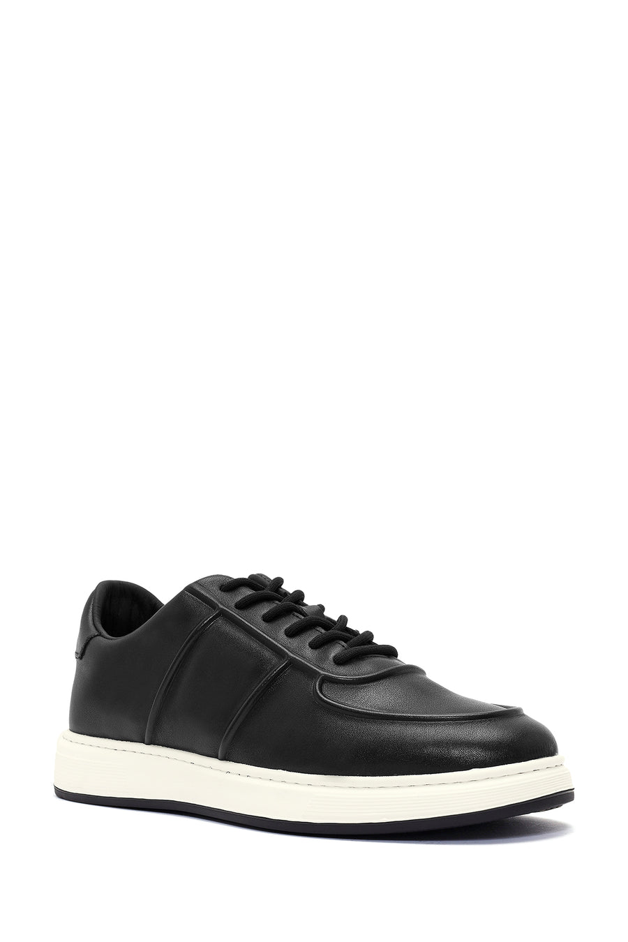 Erkek Siyah Bağcıklı Deri Sneaker