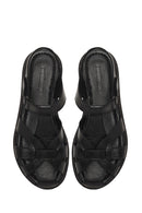 Women's Black Strappy Leather Sandals | Derimod