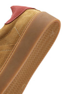Women's Tan Lace-Up Suede Leather Sneakers | Derimod