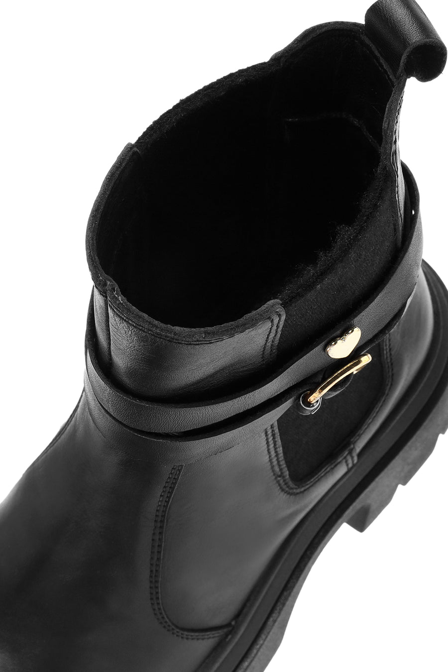 Women's Black Buckle Detailed Leather Chelsea Boots