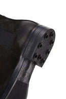 Men's Black Nubuck Leather Chelsea Flat Boots | Derimod