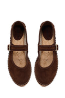Women's Brown Strap Suede Leather Espadrilles | Derimod