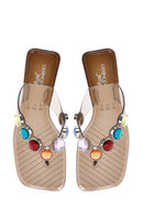 Women's Black Stone Jelly Flip Flops | Derimod