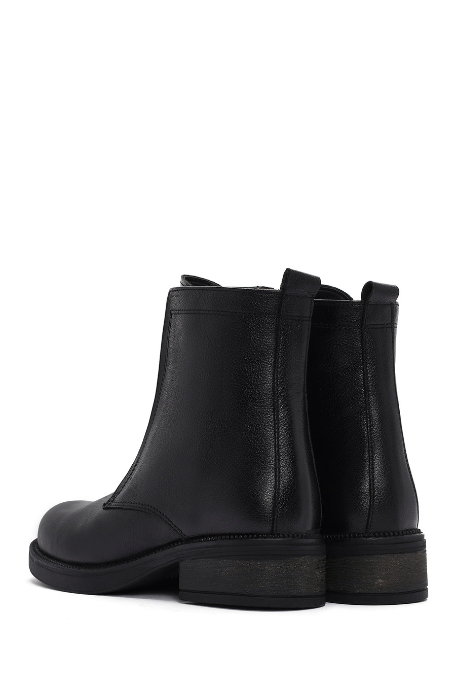 Women's Black Leather Zippered Boots