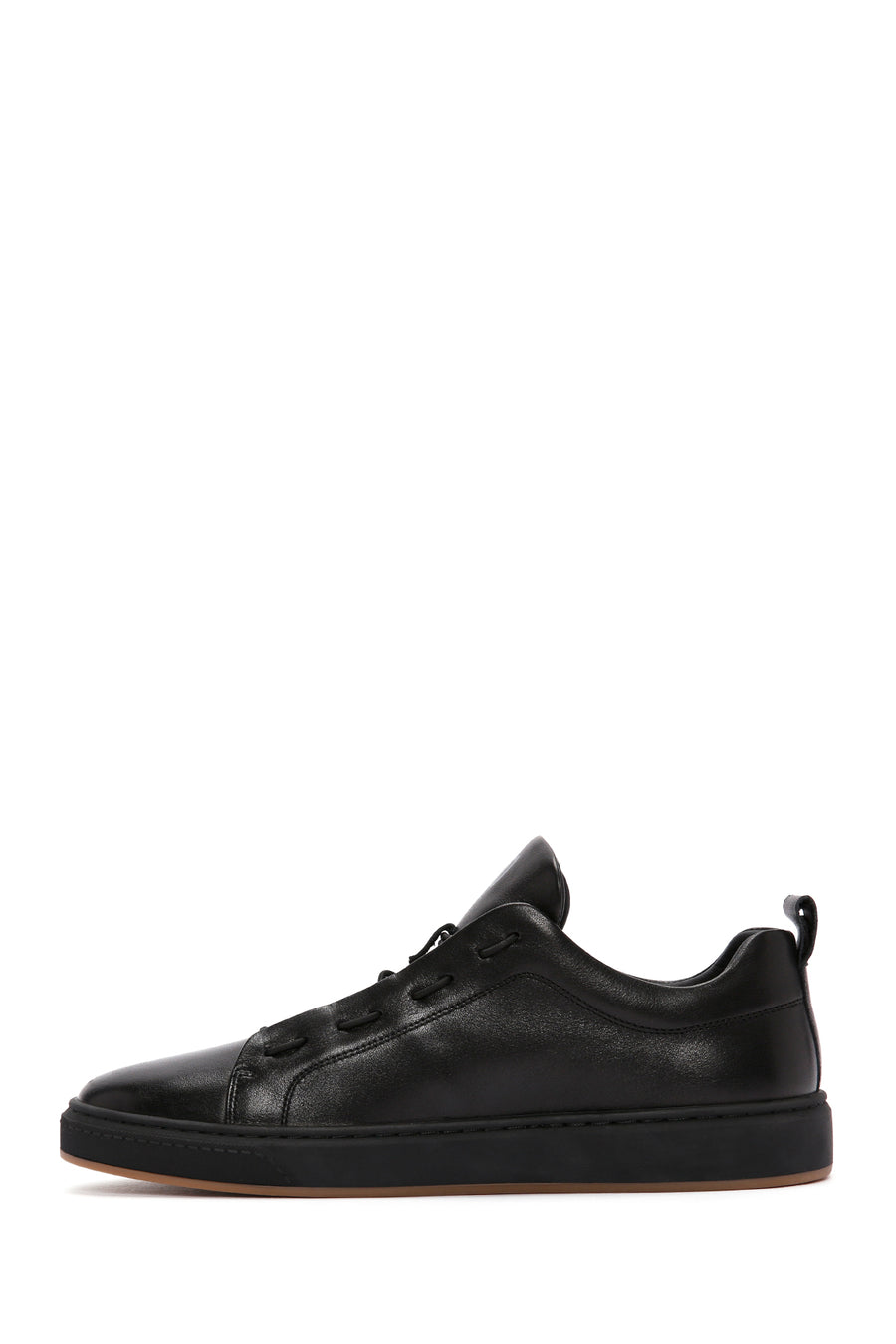 Men's Black Lace-up Leather Sneaker