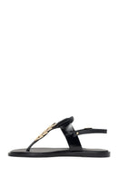 Women's Black Buckle Thong Leather Sandals | Derimod