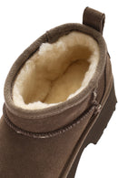 Women's Mink Thick Soled Suede Leather Teddy Boots | Derimod