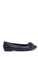 Women's Leather Bead Detailed Ballerinas | Derimod