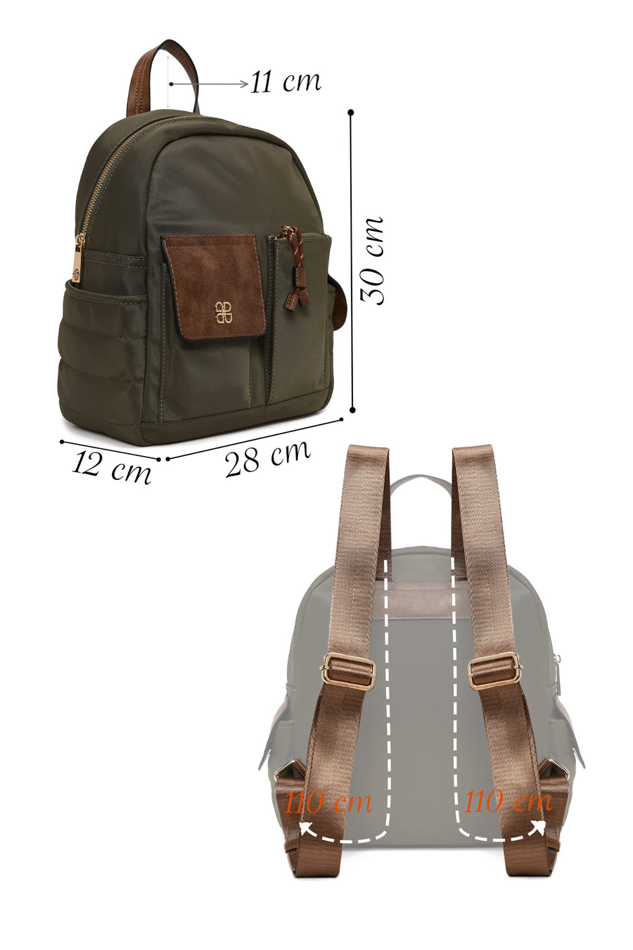 Woman Green Fabric Backpack