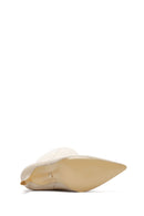 Women's Beige Thin Heeled Leather Boots | Derimod