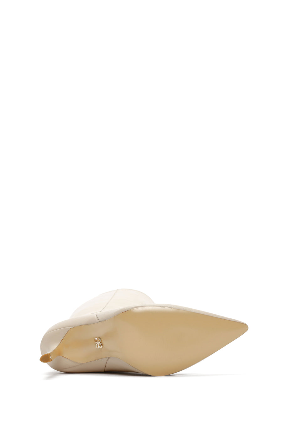 Women's Beige Thin Heeled Leather Boots