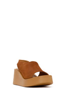 Woman Dark Powder Pink Wedge-Heel Suede Leather Comfort Sandal | Derimod