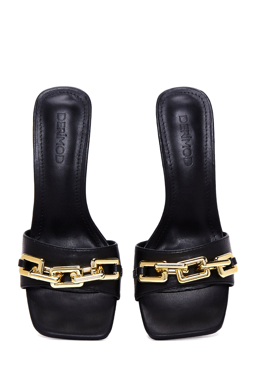 Women's Black Chain Heeled Slippers