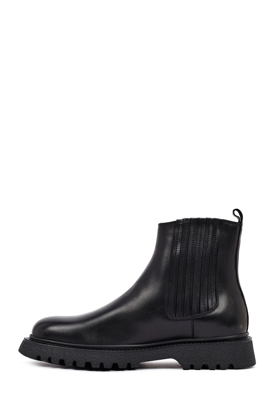 Men's Black Thick-Soled Leather Chelsea Boot
