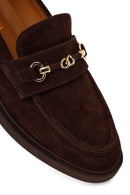 Woman Brown Buckled Suede Loafer | Derimod
