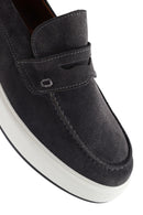 Men's Gray Suede Leather Casual Loafer | Derimod