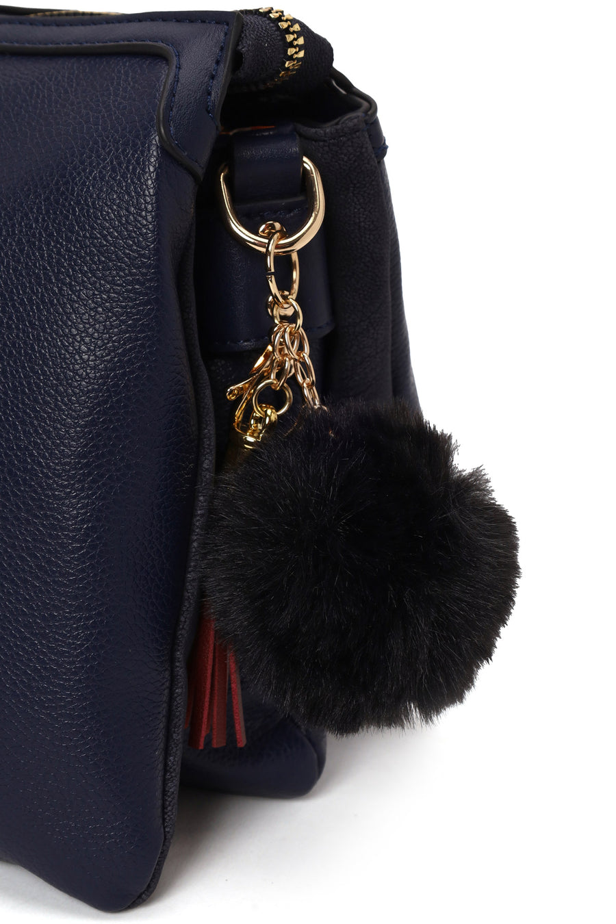 Woman Navy Crossbody Bag with Accessory Details